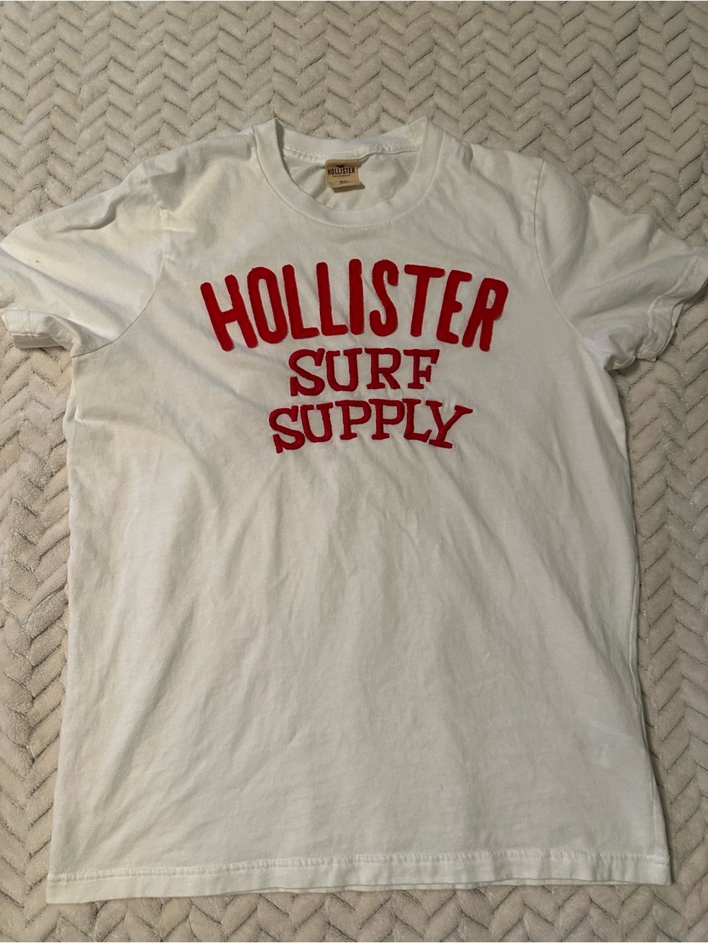 Retro Hollister White Tee with Red Graphic Logo